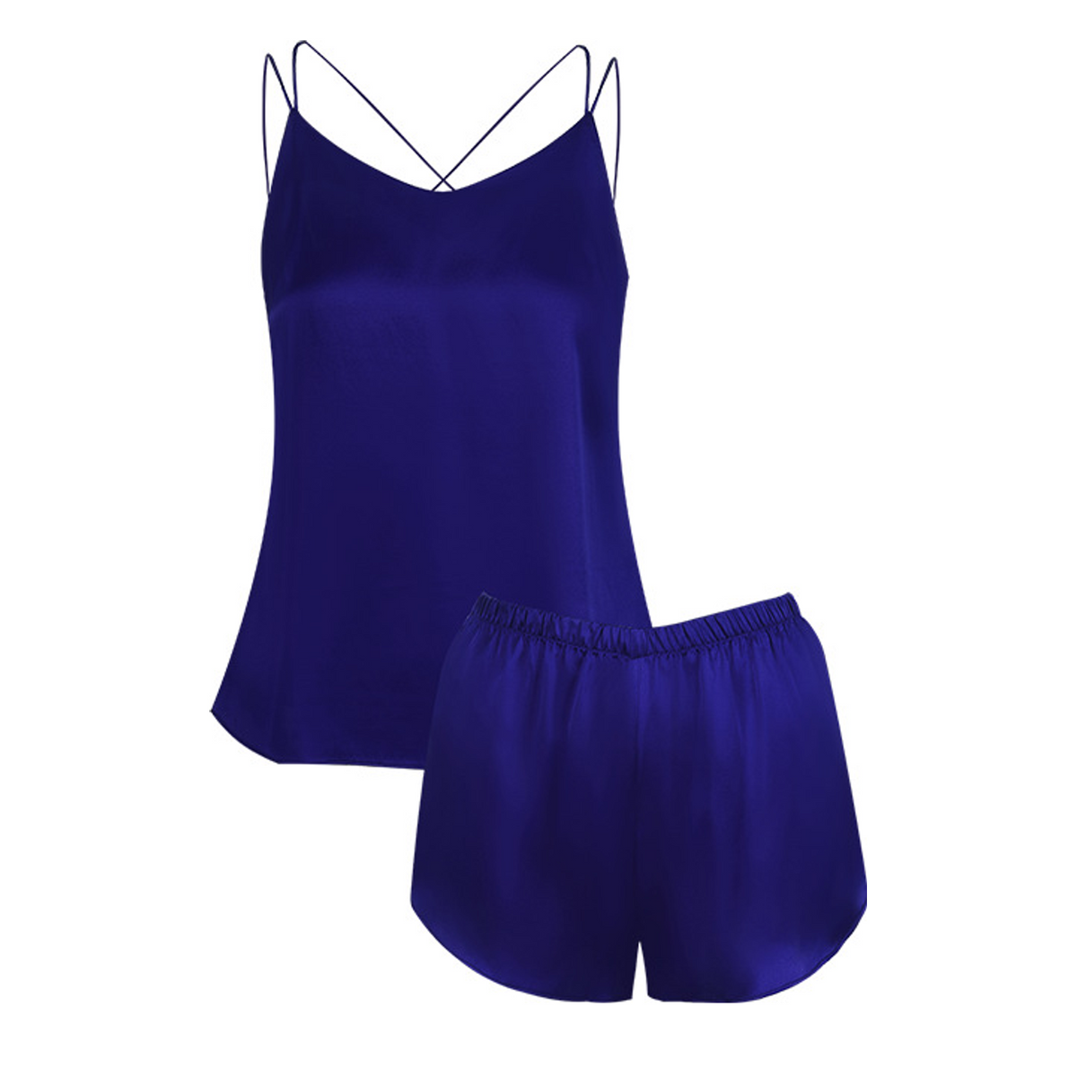100% Mulberry Silk Cami and Shorts Set for Women - Adjustable Straps Summer Sleepwear - main image