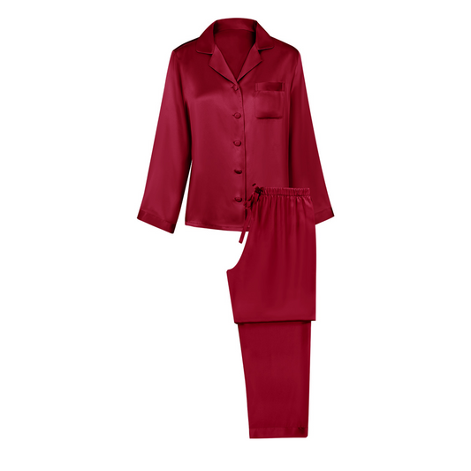 100% Mulberry Silk Long Sleeve Pajama Set for Women - Everyday Two-Piece Sleepwear - main image