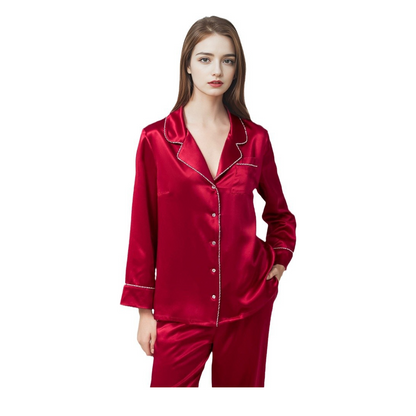 22 Momme 100% Mulberry Silk Pajama Set for Women - Grandeur Long Sleeve Two-Piece - main image