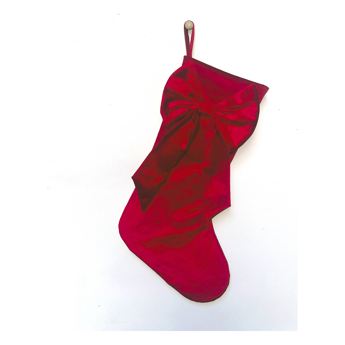 Velvet Christmas Stocking with Bow - 46 cm Hanging Stocking for Fireplace and Tree - main image