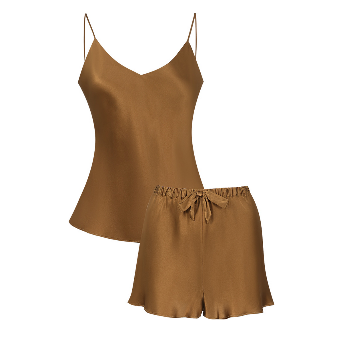100% Mulberry Silk Cami and Shorts Set for Women - Satin-Finish Summer Sleepwear - main image
