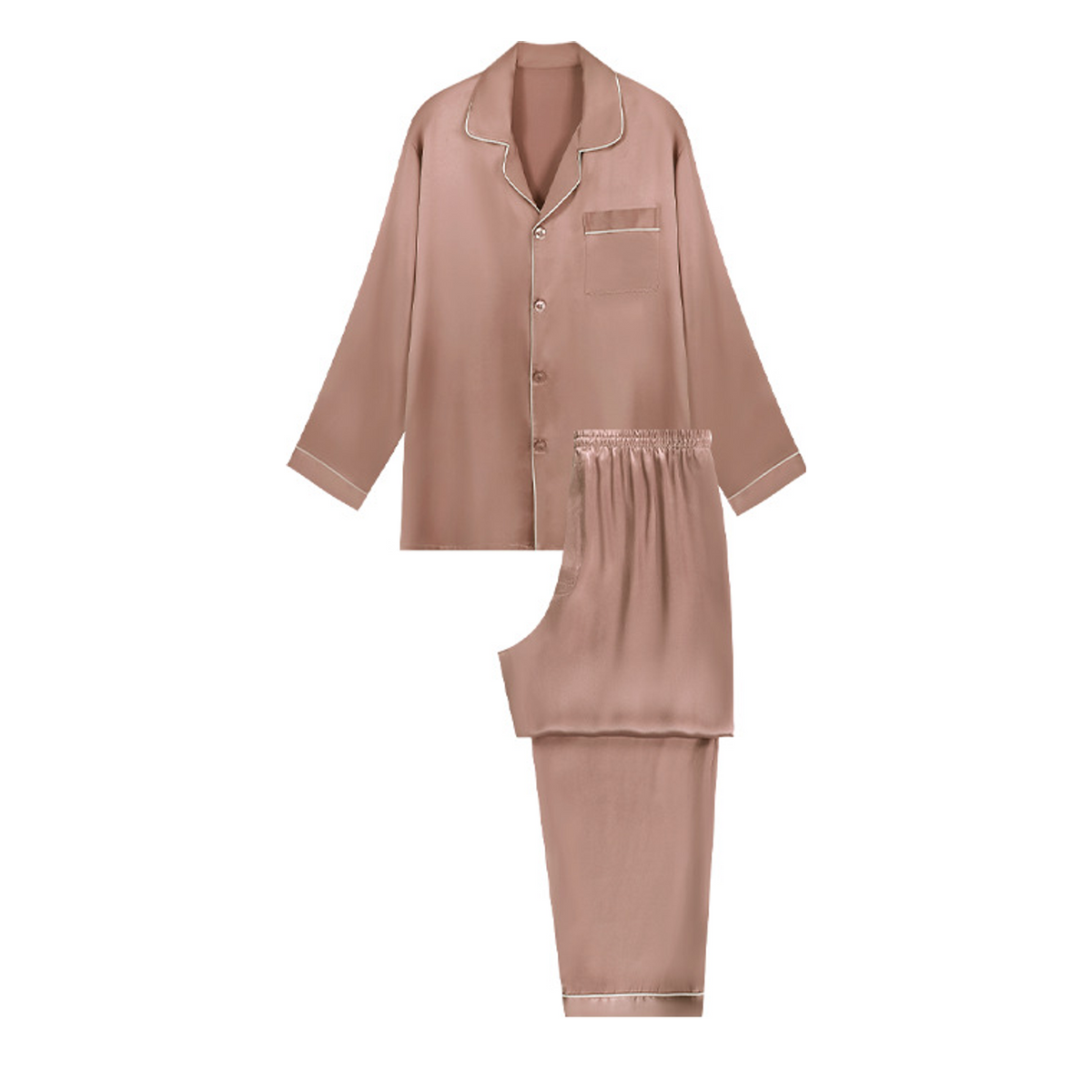 16 Momme 100% Mulberry Silk Pajama Set for Men - Long Sleeve Two-Piece Loungewear - main image