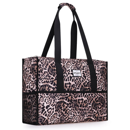 Utility Tote Bag with Laptop Compartment and Trolley Sleeve - 15-Pocket Zip-Top Commute Shoulder Bag for Work