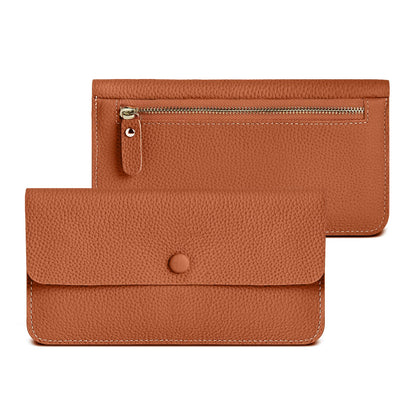 Women's Genuine Leather Bifold Wallet - Ultra Slim Pebbled Cowhide Purse with 6 Card Slots and Zip Coin Pockets