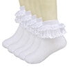 KAWELL 5 Pairs Toddler Baby Girls Ruffle Lace Socks Cotton Frilly Ankle Soft Dress children Princess Socks 2-15T