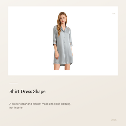 100% Mulberry Silk Shirt Dress Nightgown for Women - Cool-Touch Midi Sleep Dress - selling point 1