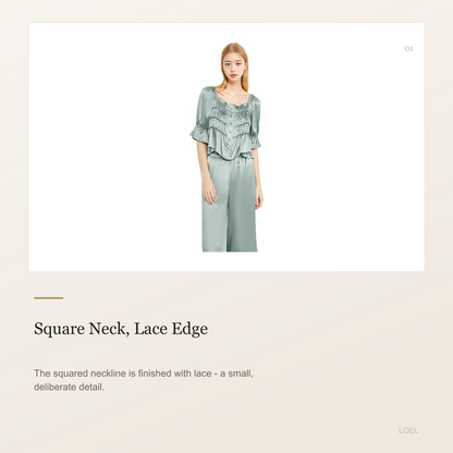 Heavyweight 100% Mulberry Silk Pajama Set for Women - Square-Neck Long Sleeve Loungewear - selling point 1