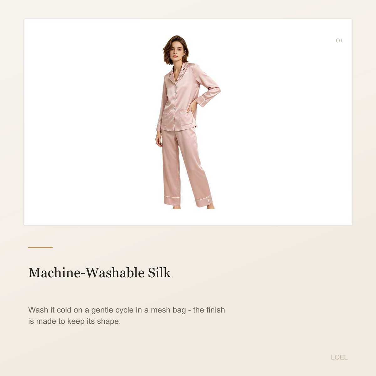 19 Momme 100% Mulberry Silk Pajama Set for Women - Machine Washable Long Sleeve Loungewear - selling point 1