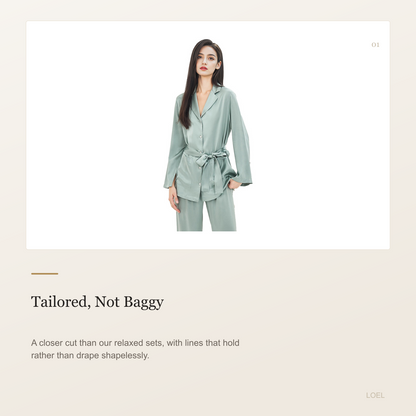 19 Momme 100% Mulberry Silk Pajama Set for Women - Tailored Long Sleeve Loungewear - selling point 1
