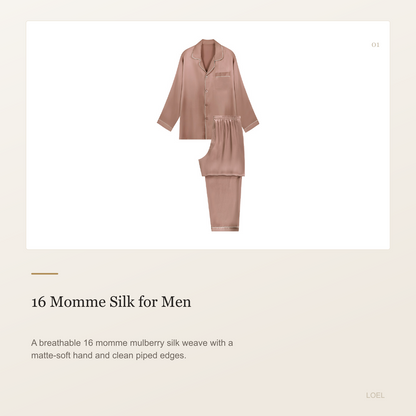 16 Momme 100% Mulberry Silk Pajama Set for Men - Long Sleeve Two-Piece Loungewear - selling point 1