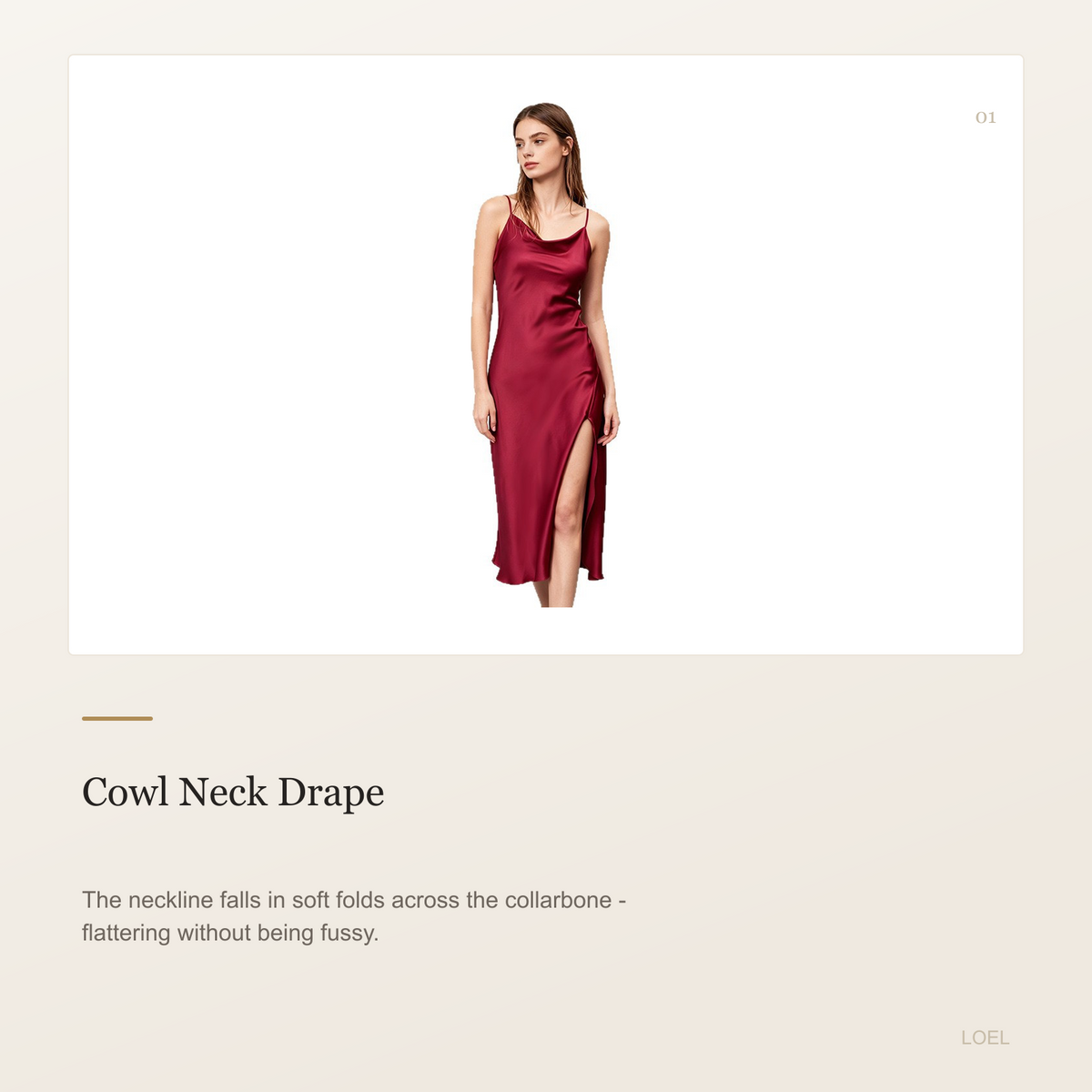 19 Momme 100% Mulberry Silk Slip Nightgown for Women - Cowl Neck with Side Slit - selling point 1