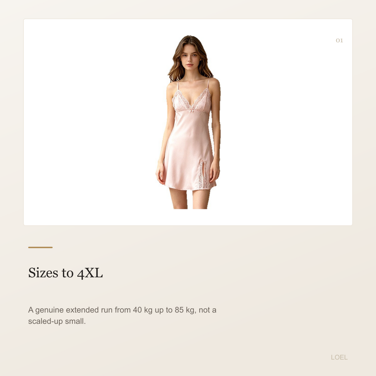 100% Mulberry Silk Slip Nightgown for Women - Lace-Trim Mini Dress, Sizes M to 4XL - selling point 1