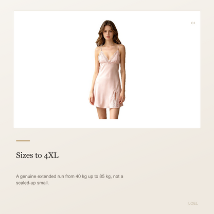 100% Mulberry Silk Slip Nightgown for Women - Lace-Trim Mini Dress, Sizes M to 4XL - selling point 1