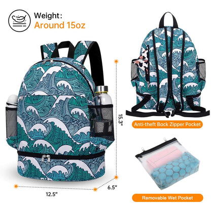 Water-Resistant Gym Backpack with Shoe Compartment and Wet Pocket - 11-Pocket Travel Sports Bag for Swimming and Yoga