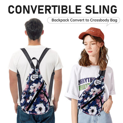 Women's Convertible Sling Bag - Water-Resistant Crossbody Chest Bag and Daypack with Anti-Theft Pocket