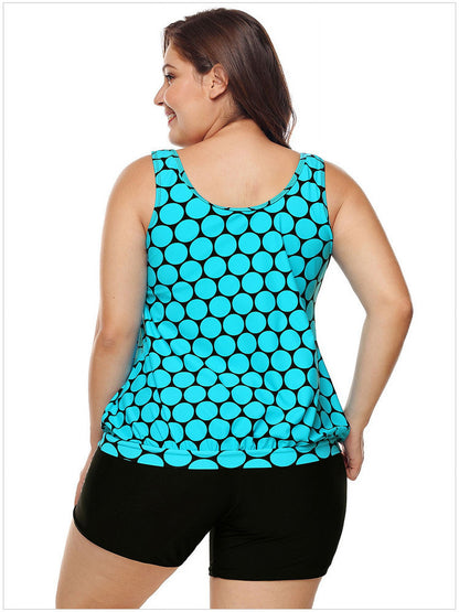 Women's Plus Size Swimwear Tankini Swimdress Two Piece Bathing Suit Tummy Control Swimsuit，Light Blue