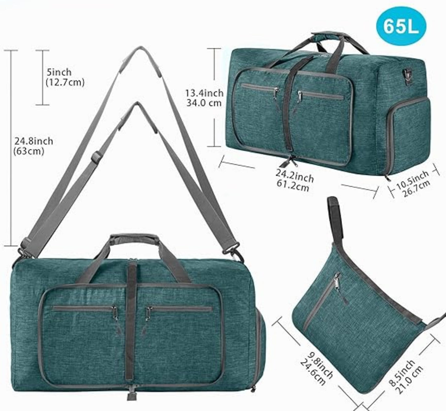 URSOFINE 115L/85L/65L Large Duffle Bag, Foldable Travel Gym Bag with Shoe Compartment, Lightweight Water Repellent Tear Resistant for Camping, Weekender, Overnight Travel