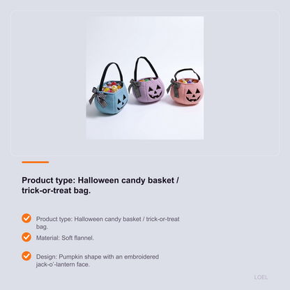 LOEL Plush Pumpkin Trick-or-Treat Basket with Striped Bow - selling point 2