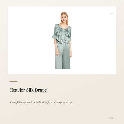 Heavyweight 100% Mulberry Silk Pajama Set for Women - Square-Neck Long Sleeve Loungewear - selling point 2