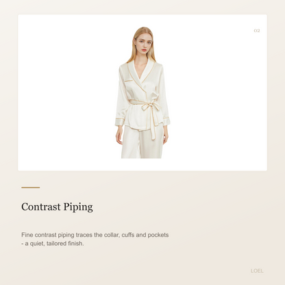 19 Momme 100% Mulberry Silk Robe and Pants Set for Women - Long Sleeve Wrap Loungewear - selling point 2