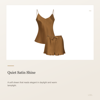 100% Mulberry Silk Cami and Shorts Set for Women - Satin-Finish Summer Sleepwear - selling point 2