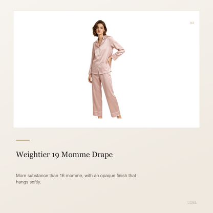 19 Momme 100% Mulberry Silk Pajama Set for Women - Machine Washable Long Sleeve Loungewear - selling point 2