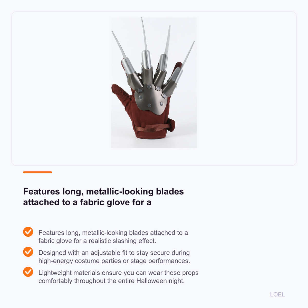 Halloween Metallic Slashing Claw Costume Gloves for Masquerade Parties and Cosplay Performances - selling point 2