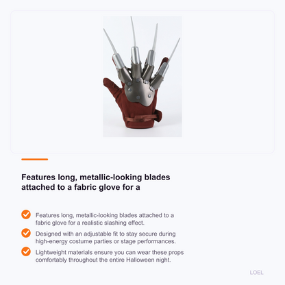 Halloween Metallic Slashing Claw Costume Gloves for Masquerade Parties and Cosplay Performances - selling point 2