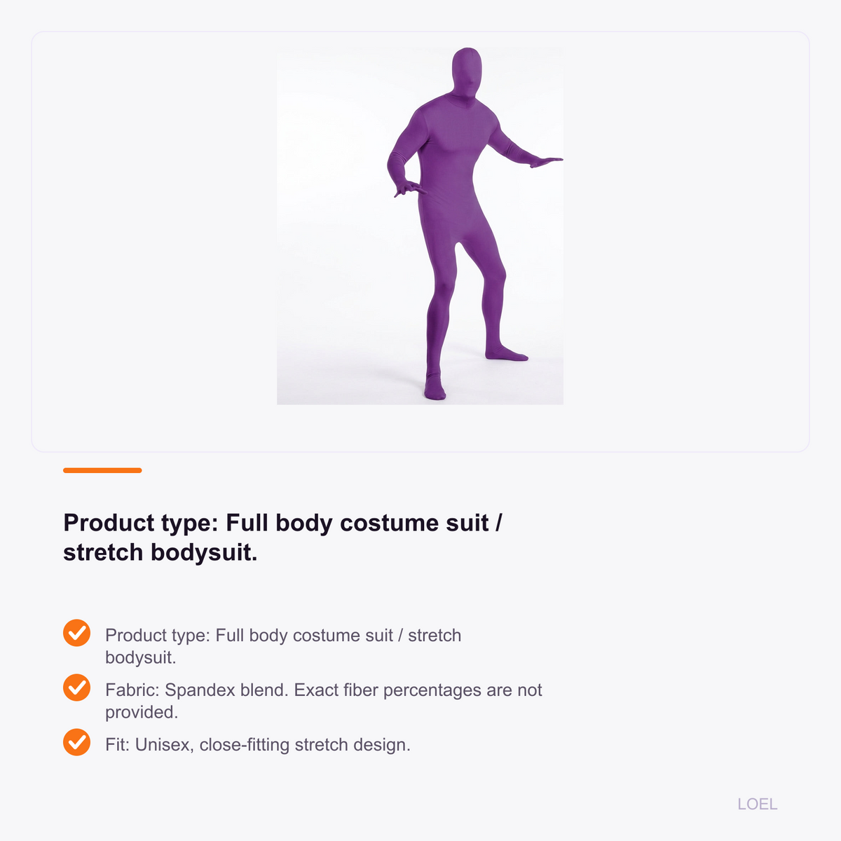 LOEL Full Body Spandex Costume Suit with Back Zipper - selling point 2