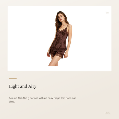 100% Mulberry Silk Cami and Shorts Set for Women - French Style Sleep Set - selling point 2