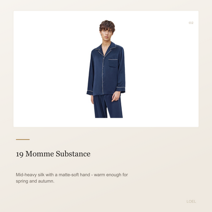 19 Momme 100% Mulberry Silk Pajama Set for Men - Long Sleeve Two-Piece Sleepwear, Sizes L-XXXL - selling point 2