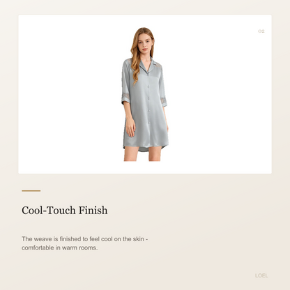 100% Mulberry Silk Shirt Dress Nightgown for Women - Cool-Touch Midi Sleep Dress - selling point 2