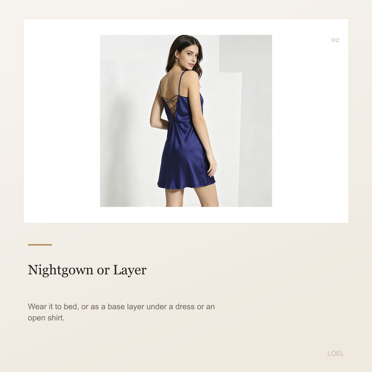 100% Mulberry Silk Backless Slip Dress for Women - Lace-Up Back Mini Nightgown - selling point 2