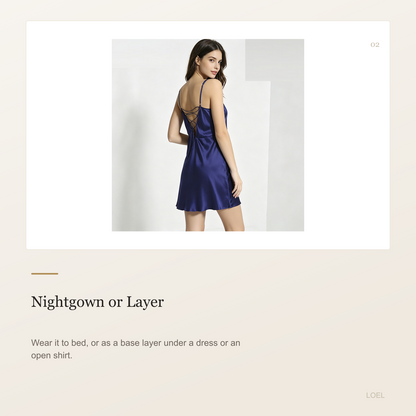 100% Mulberry Silk Backless Slip Dress for Women - Lace-Up Back Mini Nightgown - selling point 2