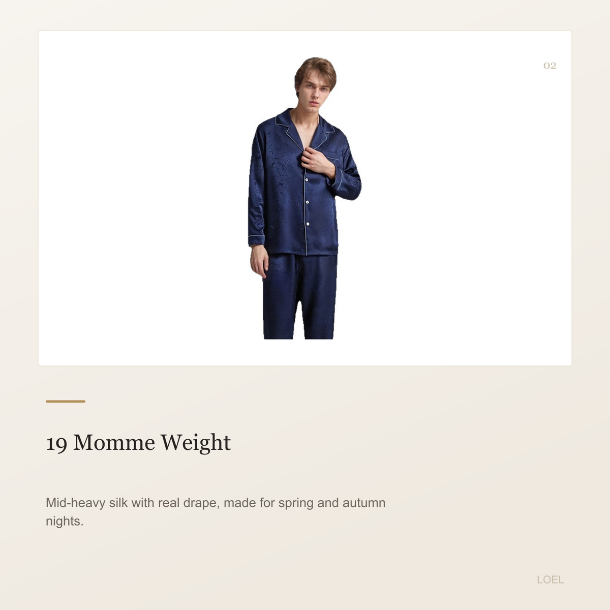 19 Momme 100% Mulberry Silk Jacquard Pajama Set for Men - Long Sleeve Loungewear - selling point 2