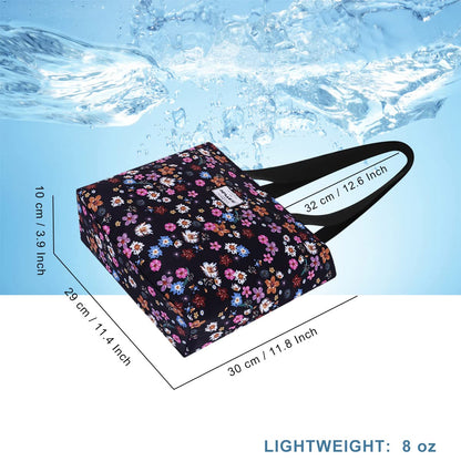Women's Waterproof Zip-Top Tote Bag with 7 Compartments - Large Travel Shoulder Handbag for Grocery, Beach and Work