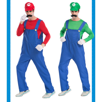 KAWELL Super Bros Costume for Adults Unisex Cap Gloves Fake Accessory Kit for Cosplay Halloween for Women Men