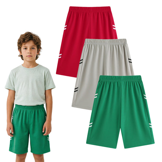 HuaAngel Boys Athletic Shorts 5 Pack Breathable Quick Dry Basketball Shorts with Elastic Waist for Youth Boys Size 6-14