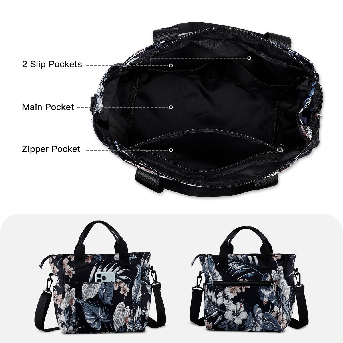 Women's Water-Resistant Shoulder Bag - Convertible Crossbody Purse with Multiple Pockets and Adjustable Strap