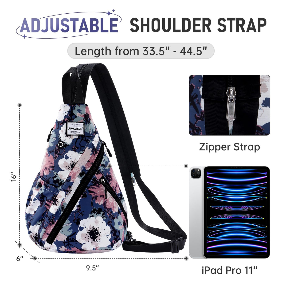 Women's Convertible Sling Bag - Water-Resistant Crossbody Chest Bag and Daypack with Anti-Theft Pocket