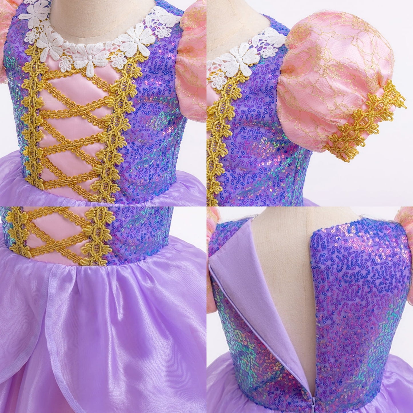 LOEL Girls Princess Dresses Birthday Cosplay Party Princess Dress up Purple Fairy Dress