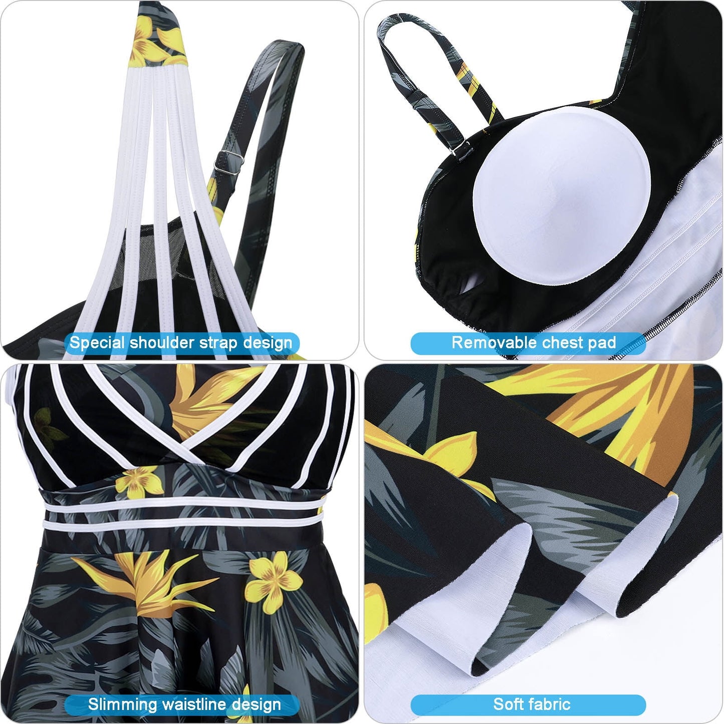 Womens Halter Swimdress Plus Size Two Piece Swimsuit Tankini Set