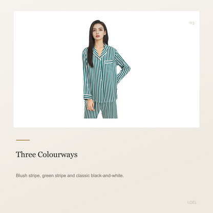 19 Momme 100% Mulberry Silk Striped Pajama Set for Women - Long Sleeve Loungewear - selling point 3