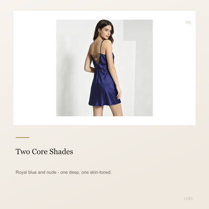 100% Mulberry Silk Backless Slip Dress for Women - Lace-Up Back Mini Nightgown - selling point 3