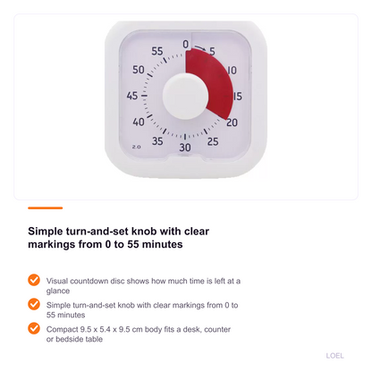 Visual Timer for Kids and Students - 60 Minute Countdown Clock with Turn-and-Set Dial for Study, Kitchen and Office - selling point 3