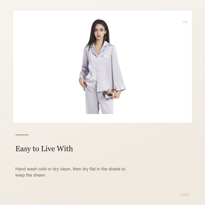19 Momme 100% Mulberry Silk Pajama Set for Women - Long Sleeve Long Pants Loungewear - selling point 3