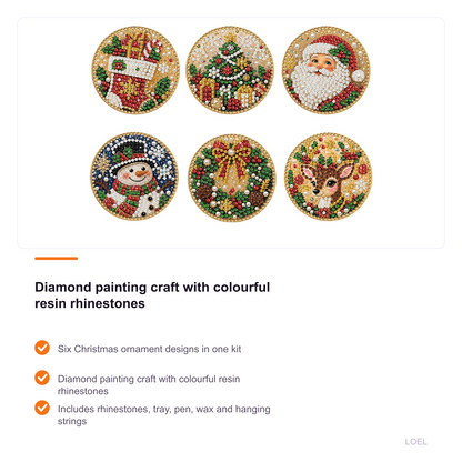 6-Piece Christmas Diamond Painting Ornament Kit - DIY Rhinestone Hanging Decorations - selling point 3