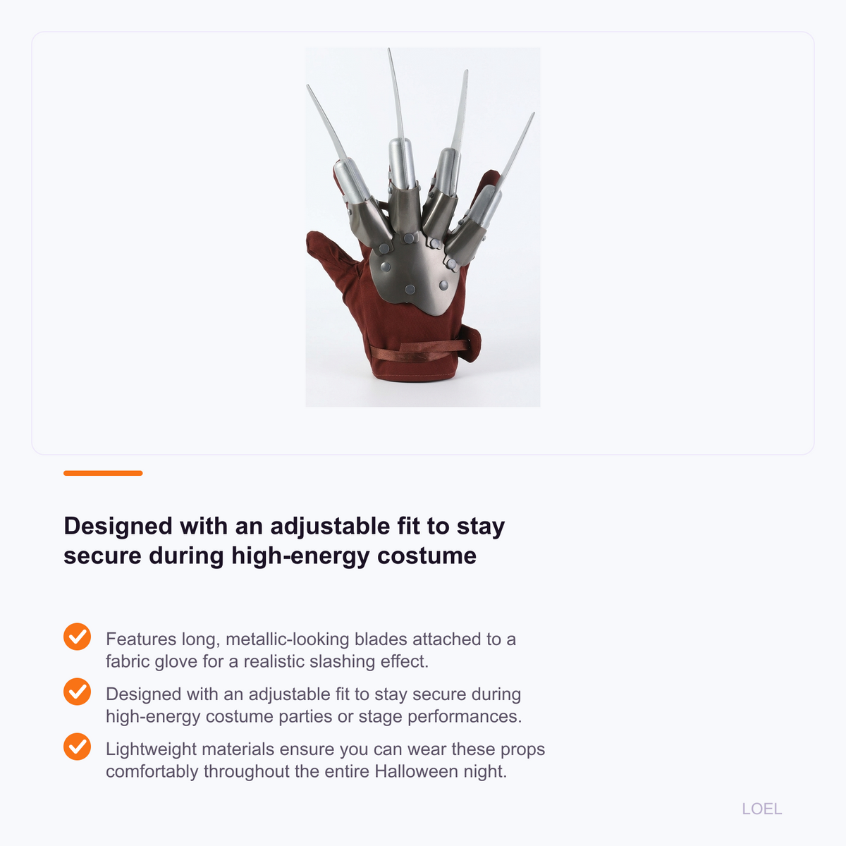 Halloween Metallic Slashing Claw Costume Gloves for Masquerade Parties and Cosplay Performances - selling point 3