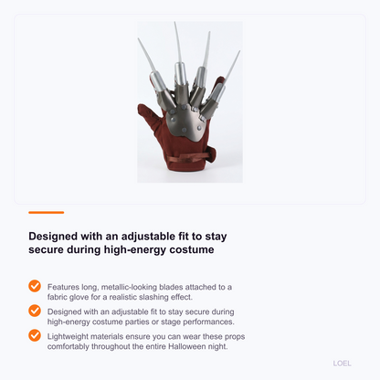Halloween Metallic Slashing Claw Costume Gloves for Masquerade Parties and Cosplay Performances - selling point 3