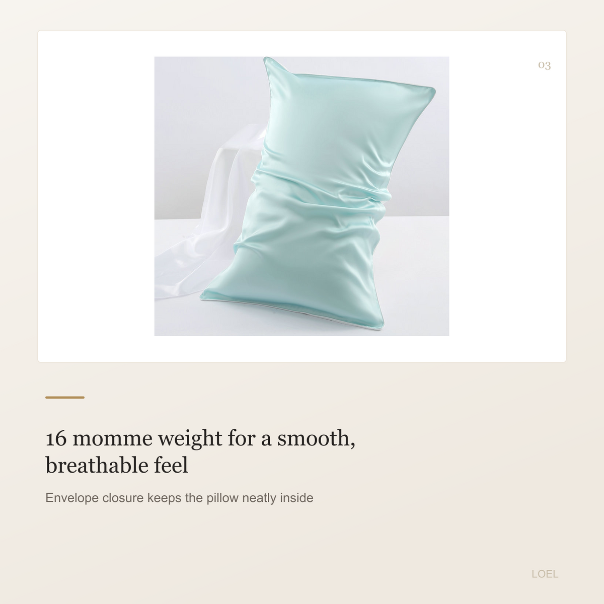 16 Momme 100% Mulberry Silk Pillowcase - 48 x 74 cm Silk Pillow Cover with Envelope Closure - selling point 3